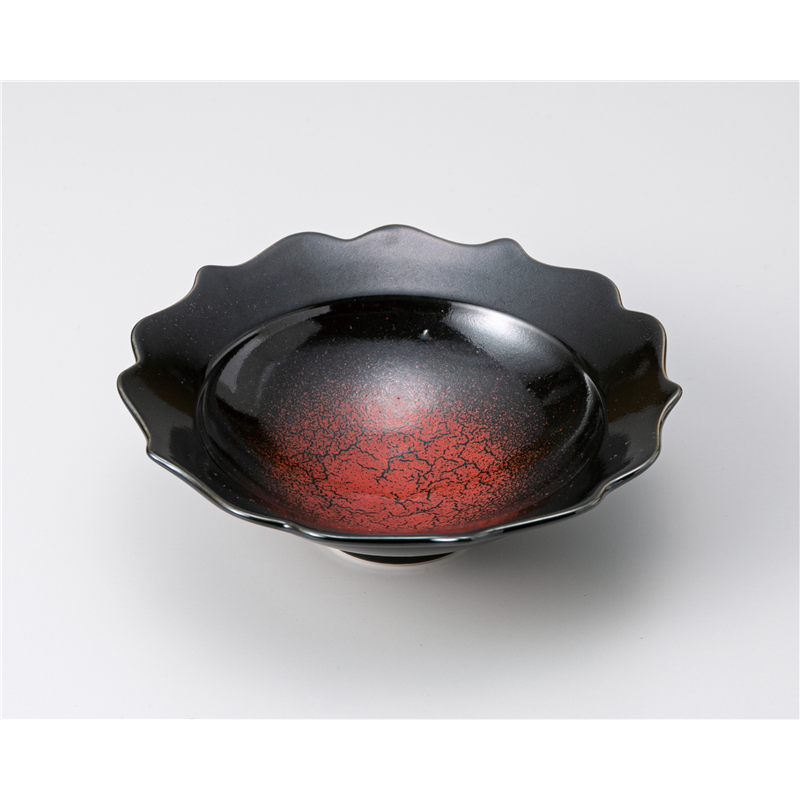 古林陶器 中鉢 Ryoka(稜花)黒紅14.5cm小鉢 1203320335 1個（ご注文単位1個）【直送品】