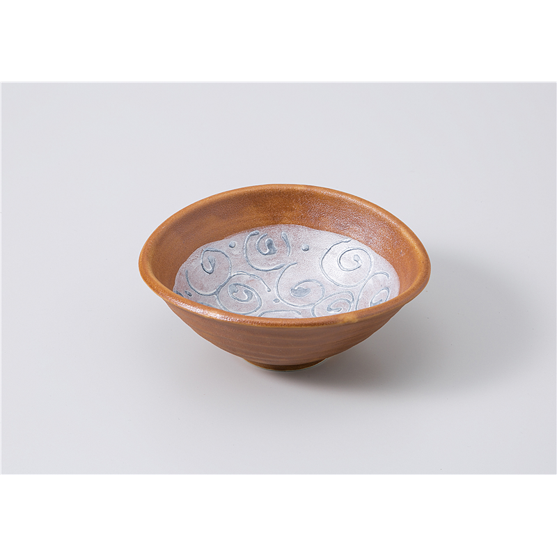 古林陶器 中鉢 萩釉渦銀彩たわみ小鉢 1104140333 1個（ご注文単位1個）【直送品】