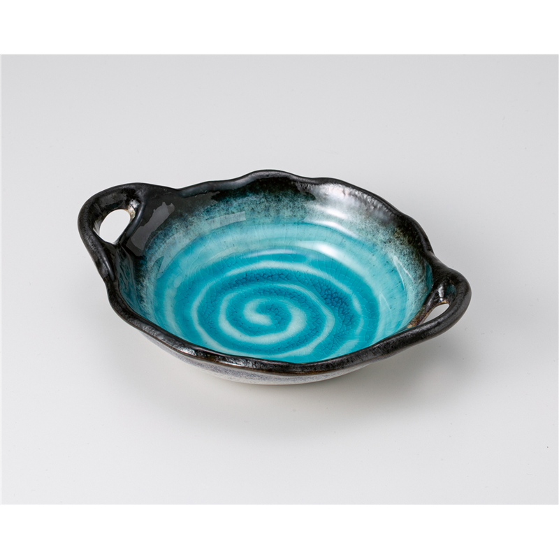 古林陶器 中鉢 窯変スカイ両手付丸鉢小 1203620325 1個（ご注文単位1個）【直送品】