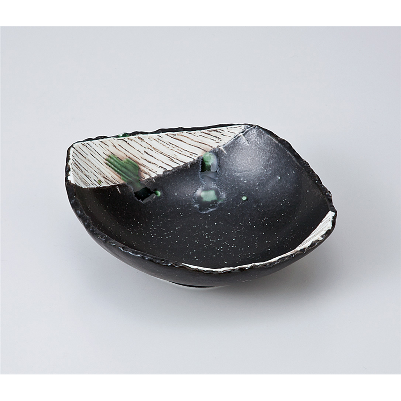 古林陶器 中鉢 黒織部角櫛目型取鉢 703520435 1個（ご注文単位1個）【直送品】