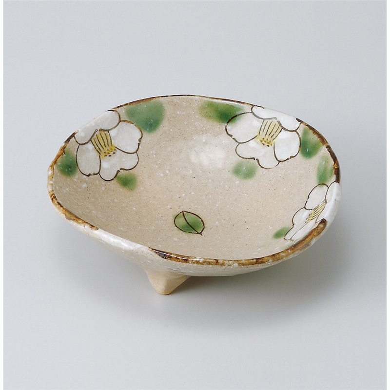 古林陶器 中鉢 織部椿三ツ足小鉢 505050352 1個（ご注文単位1個）【直送品】