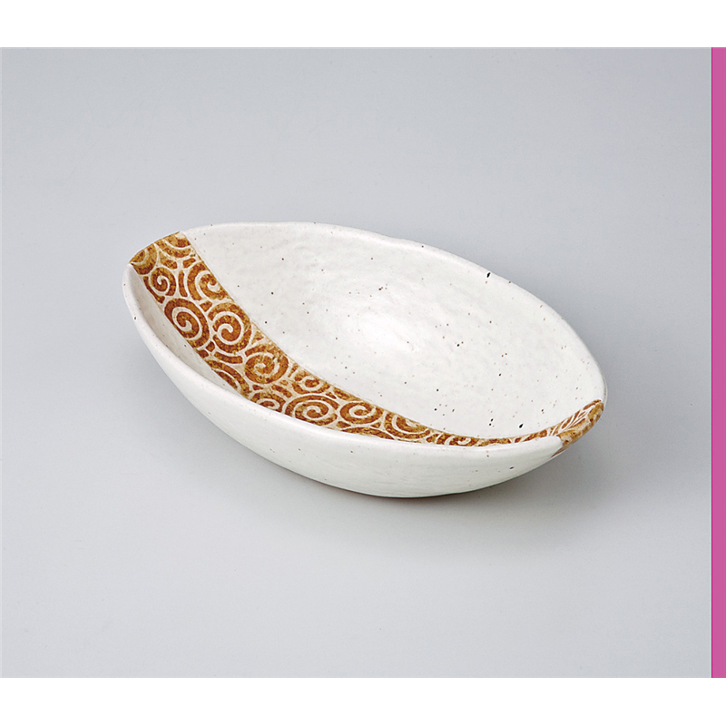 古林陶器 中鉢 白帯渦舟型小鉢 703450452 1個（ご注文単位1個）【直送品】