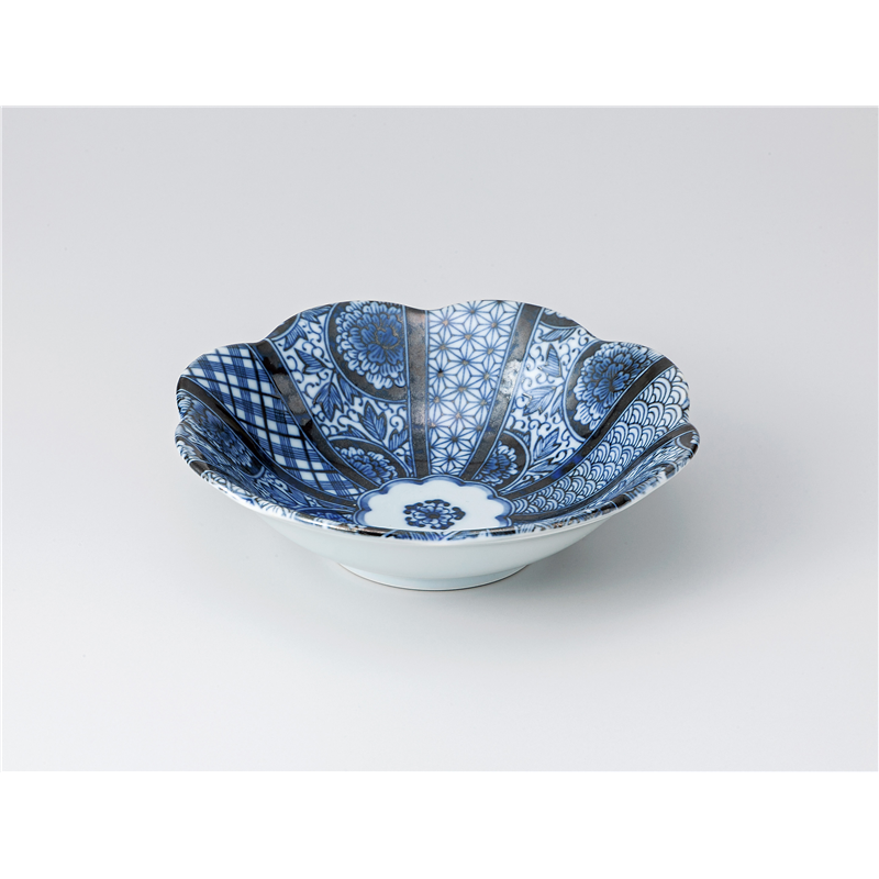 古林陶器 中鉢 紺青花5.0浅鉢 1303540433 1個（ご注文単位1個）【直送品】