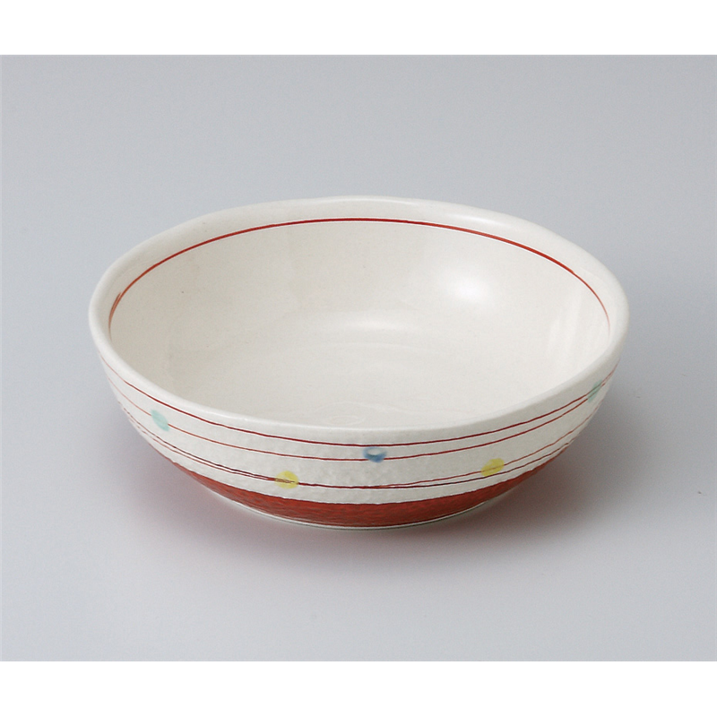 古林陶器 中鉢 点彩渦4.5浅ボール(赤) 504830474 1個（ご注文単位1個）【直送品】