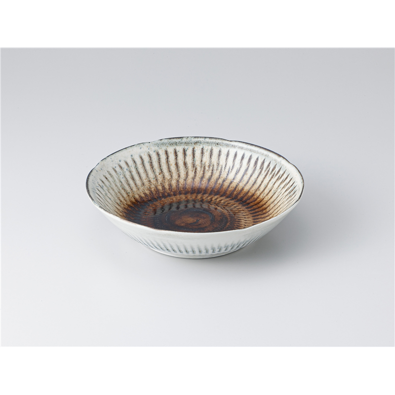 古林陶器 中鉢 飛び鉋(白)SR5.0浅鉢 1303640235 1個（ご注文単位1個）【直送品】