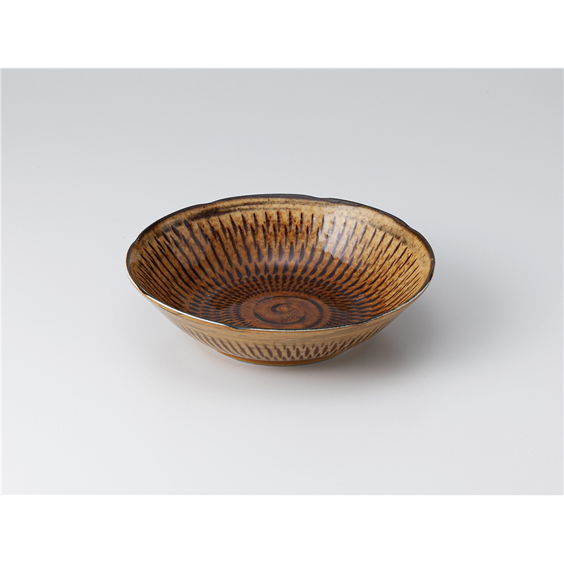 古林陶器 中鉢 飛び鉋(アメ)SR5.0浅鉢 1303640335 1個（ご注文単位1個）【直送品】