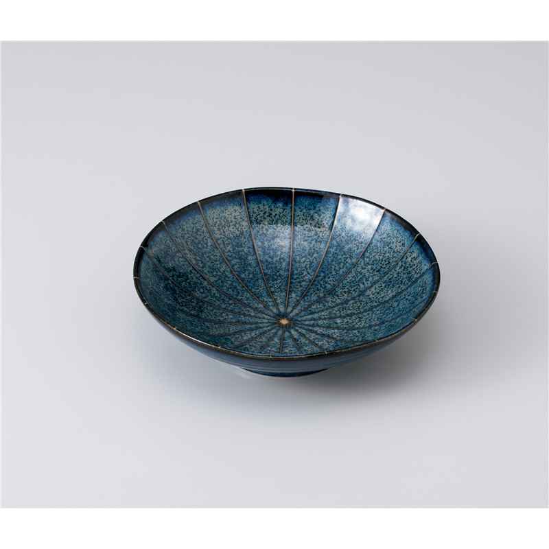 古林陶器 中鉢 窯変紺十草浅中鉢 1004630411 1個（ご注文単位1個）【直送品】