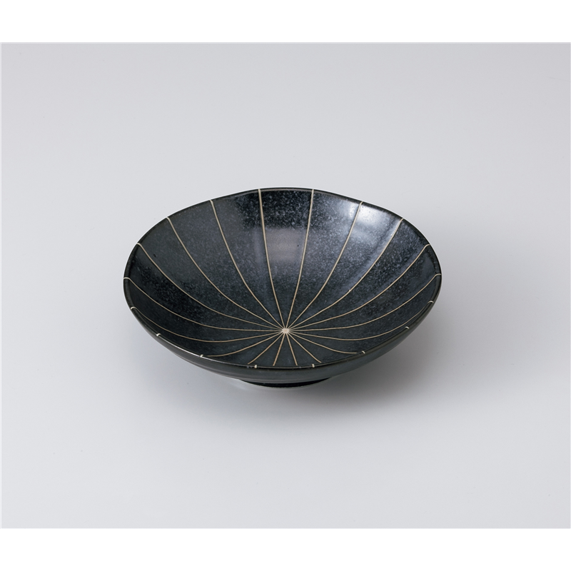 古林陶器 中鉢 黒マット十草浅中鉢 1004630311 1個（ご注文単位1個）【直送品】