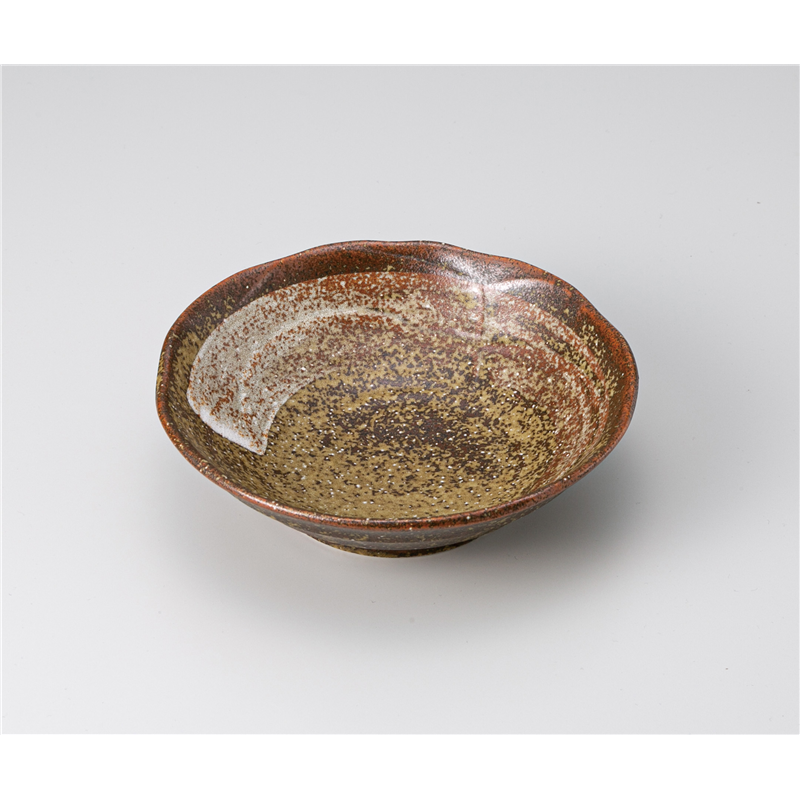古林陶器 中鉢 民芸三彩 こげ茶吹き5.0浅鉢 1204140441 1個（ご注文単位1個）【直送品】