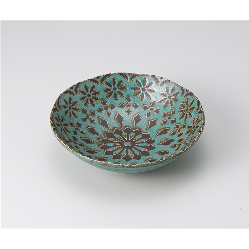 古林陶器 中鉢 ザフラ 緑青 5.0浅丼 1204110301 1個（ご注文単位1個）【直送品】