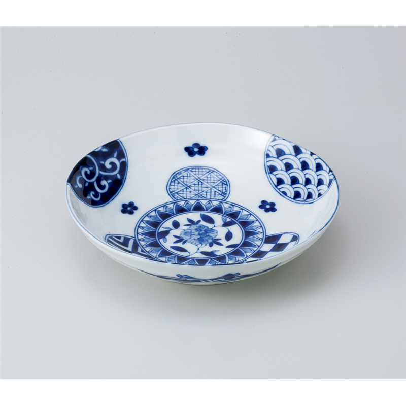 古林陶器 中鉢 藍丸紋六兵5.5浅鉢 829940441 1個（ご注文単位1個）【直送品】
