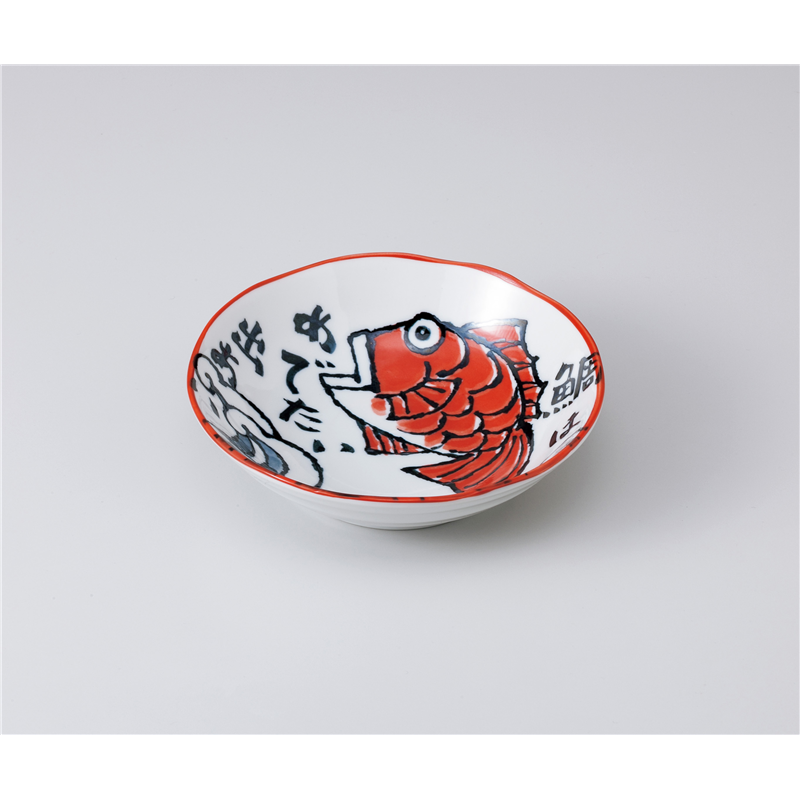 古林陶器 中鉢 めで鯛 5.0浅鉢 赤 1004550301 1個（ご注文単位1個）【直送品】