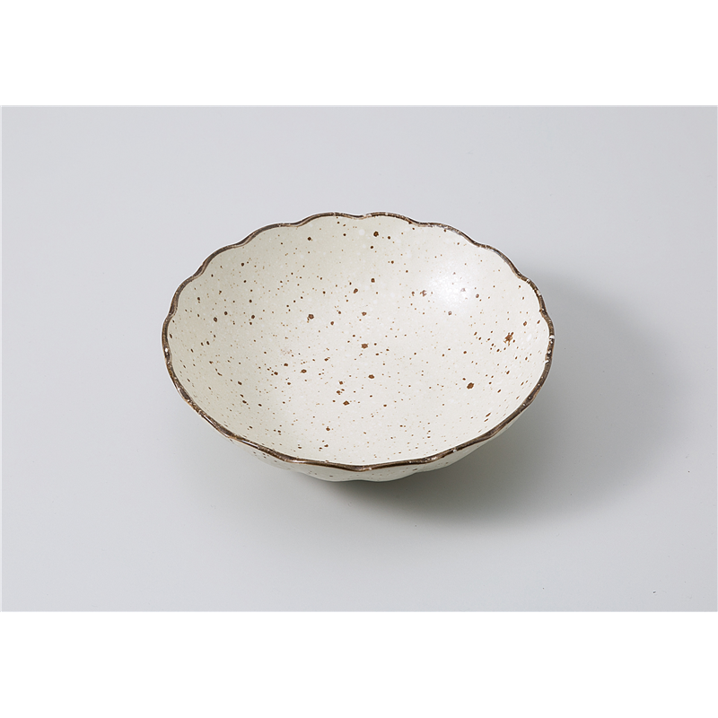 古林陶器 中鉢 白化粧 菊型5.5浅鉢 1104050160 1個（ご注文単位1個）【直送品】