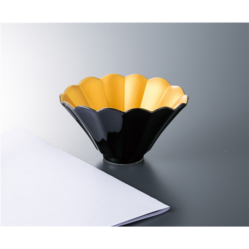 古林陶器 小鉢特選 黒釉菊型3.8小鉢ゴールド 1004840105 1個（ご注文単位1個）【直送品】