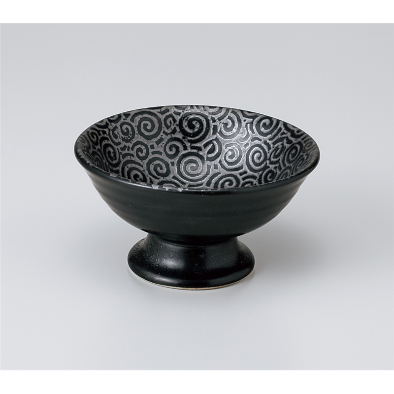 古林陶器 小鉢 銀彩黒唐草高台デザート 904810252 1個（ご注文単位1個）【直送品】