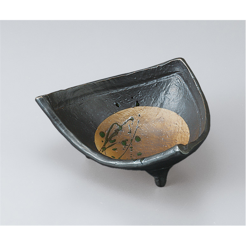 古林陶器 小鉢 黒釉満月三角小鉢 505730525 1個（ご注文単位1個）【直送品】