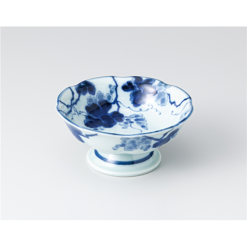 古林陶器 小鉢 藍染ぶどう 高台デザート 1304550340 1個（ご注文単位1個）【直送品】