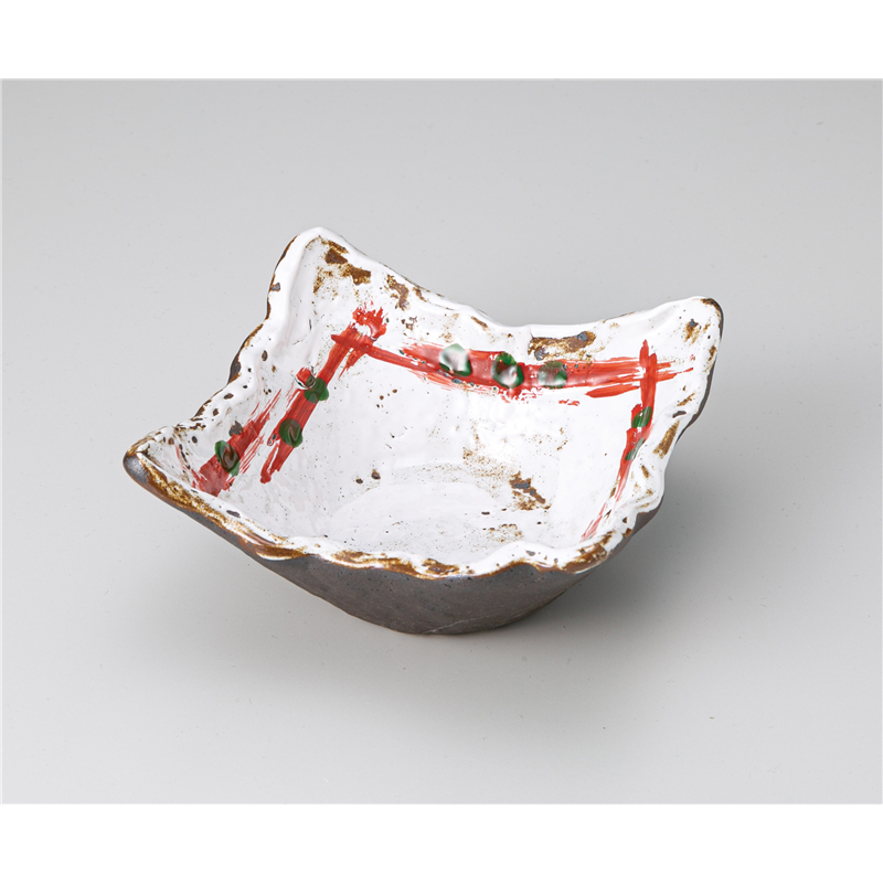 古林陶器 小鉢 染付赤刷毛粉引南蛮13.5cm角鉢 1205010326 1個（ご注文単位1個）【直送品】