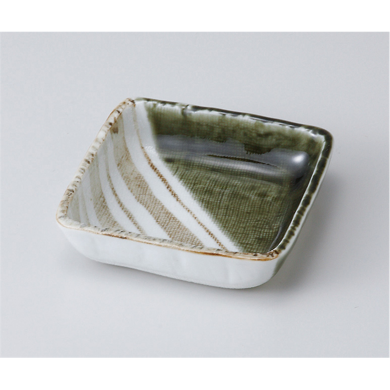 古林陶器 小鉢 織部ストライプ4.0正角鉢 506640477 1個（ご注文単位1個）【直送品】