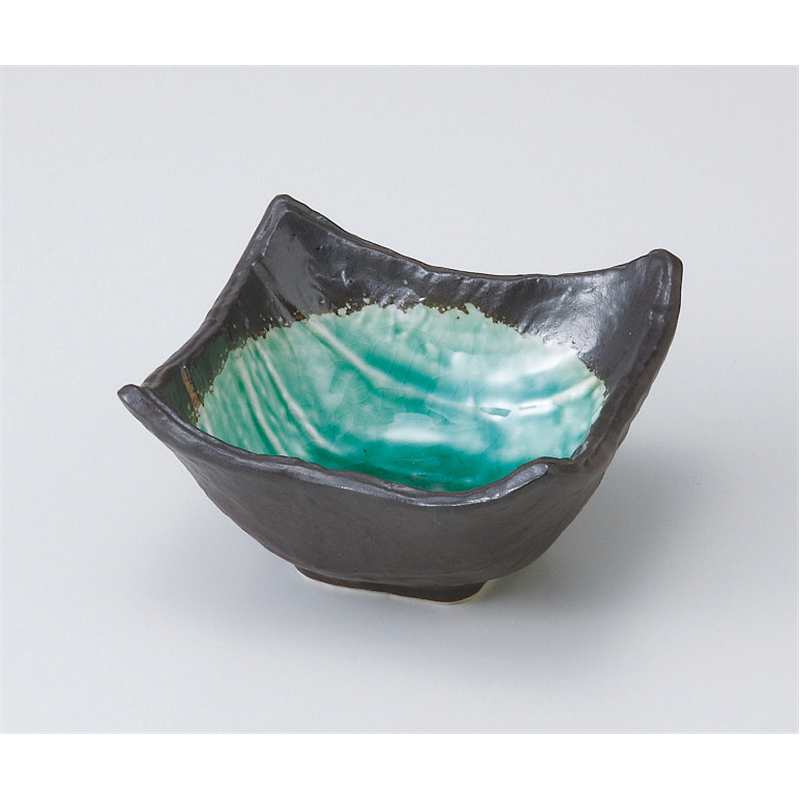 古林陶器 小鉢 深海グリーン四角小鉢(中) 507150147 1個（ご注文単位1個）【直送品】