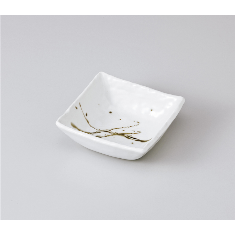 古林陶器 小鉢 筆流し白串目角小付 1005650115 1個（ご注文単位1個）【直送品】