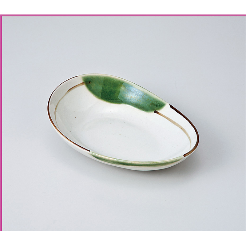 古林陶器 小鉢 織部流し変型楕円鉢(小) 704460574 1個（ご注文単位1個）【直送品】