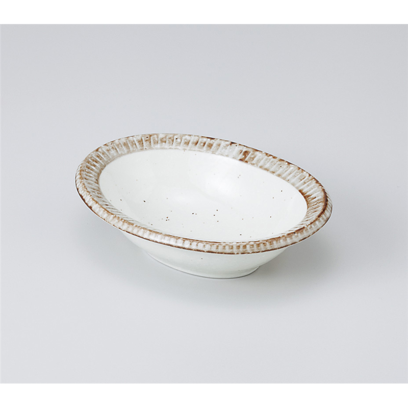 古林陶器 小鉢 渕錆粉引 楕円取鉢 905630535 1個（ご注文単位1個）【直送品】