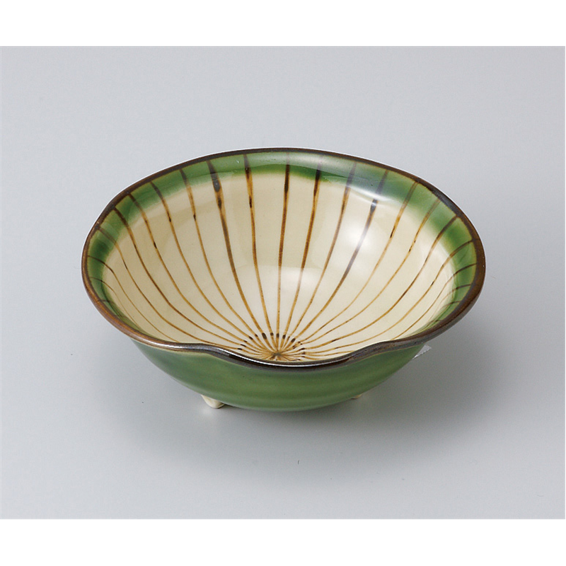 古林陶器 小鉢 織部十草三ツ足小鉢 506440274 1個（ご注文単位1個）【直送品】