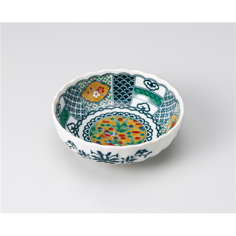 古林陶器 小鉢 黄彩花鳥 菊型4.0小鉢 1206430215 1個（ご注文単位1個）【直送品】