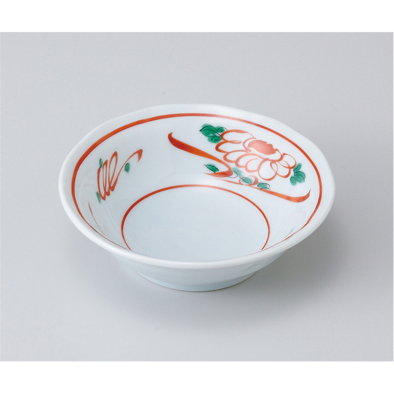 古林陶器 小鉢 青地手描風赤絵3.3浅丼 507250347 1個（ご注文単位1個）【直送品】