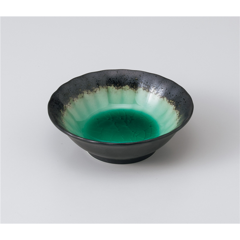 古林陶器 小鉢 深海グリーン菊型3.3丼 1006860247 1個（ご注文単位1個）【直送品】
