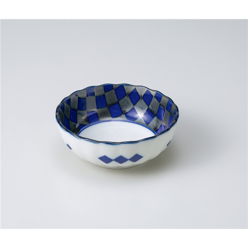 古林陶器 小鉢 藍銀彩 菊形35鉢 1206550135 1個（ご注文単位1個）【直送品】