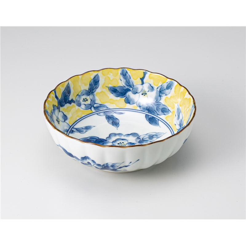 古林陶器 組鉢 黄彩花紋 菊形5.5鉢 1206830851 1個（ご注文単位1個）【直送品】