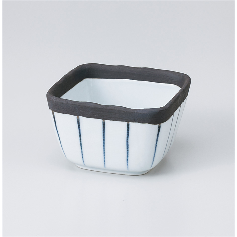 古林陶器 組鉢 いぶし黒十草角3.6小鉢 907540747 1個(ご注文単位1個)【直送品】