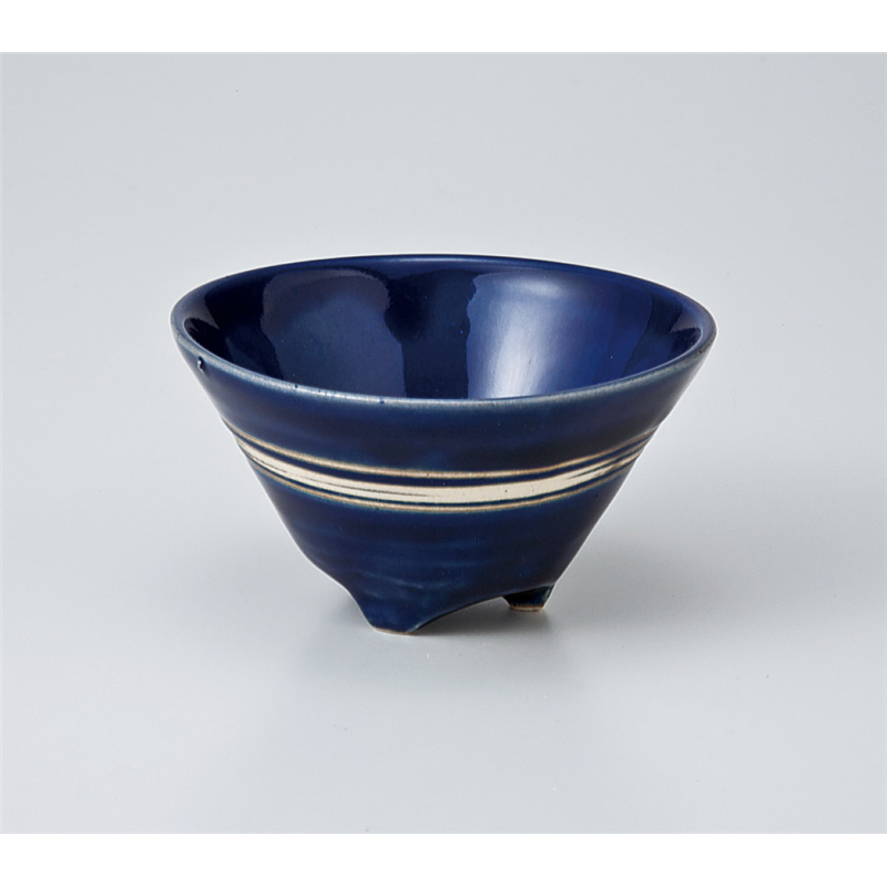 古林陶器 小付 ブルーハスイライン三ツ足小鉢 706630351 1個（ご注文単位1個）【直送品】