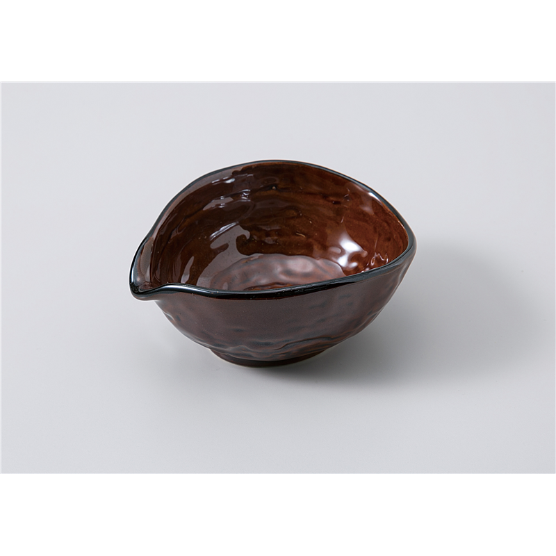 古林陶器 小付 アメ釉 たわみ型片口小付 1107320251 1個（ご注文単位1個）【直送品】