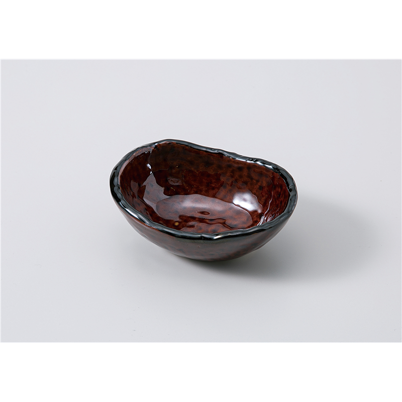 古林陶器 小付 アメ釉 楕円小付 1107440251 1個（ご注文単位1個）【直送品】