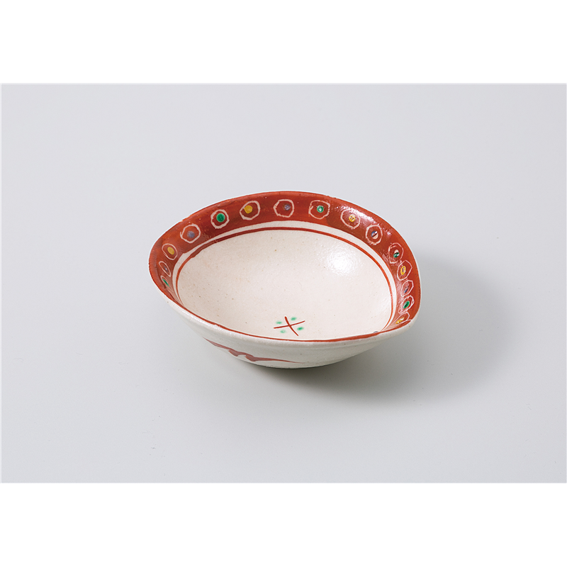 古林陶器 小付 赤帯けずり水玉 うり型小付 1107460278 1個（ご注文単位1個）【直送品】