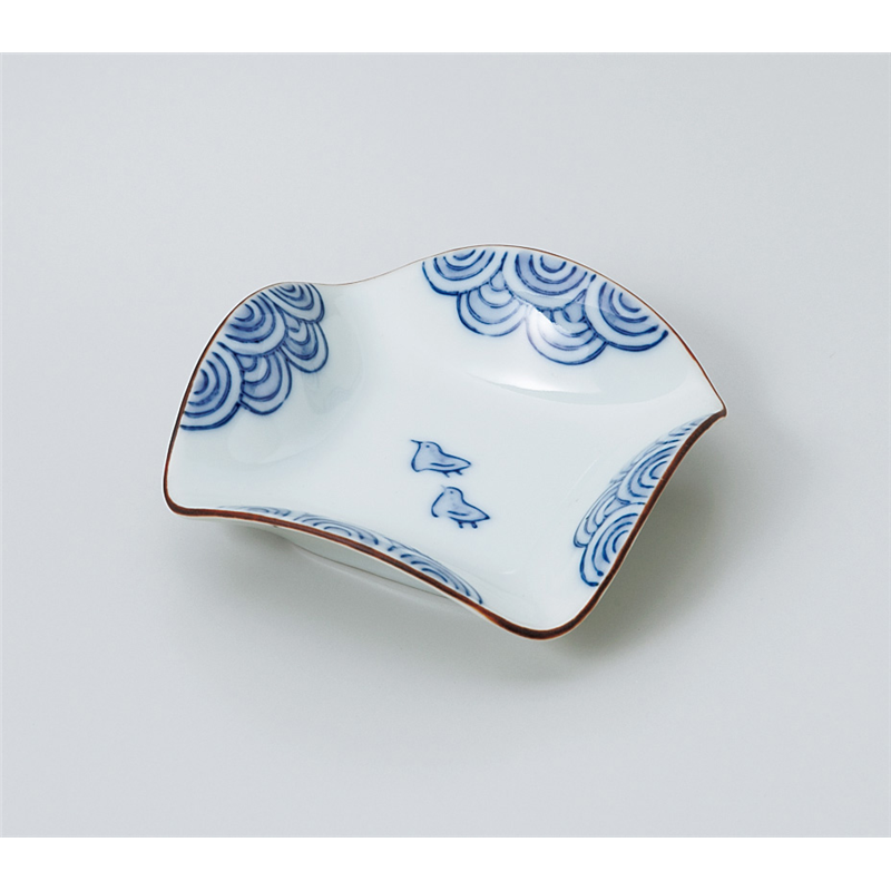 古林陶器 小付 波千鳥四方波小皿 907950533 1個（ご注文単位1個）【直送品】