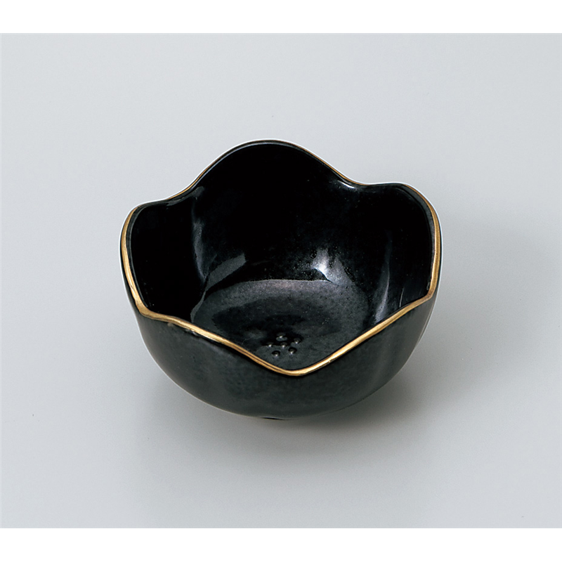 古林陶器 小付 渕金黒結晶梅型珍味 908160370 1個（ご注文単位1個）【直送品】