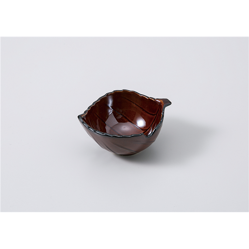 古林陶器 小付 アメ釉 木の葉小付 1107760351 1個（ご注文単位1個）【直送品】