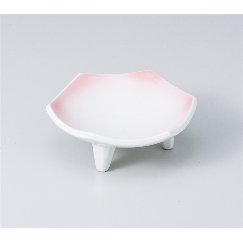 古林陶器 小付 ピンク吹き三ッ足高台六角皿 806850426 1個（ご注文単位1個）【直送品】