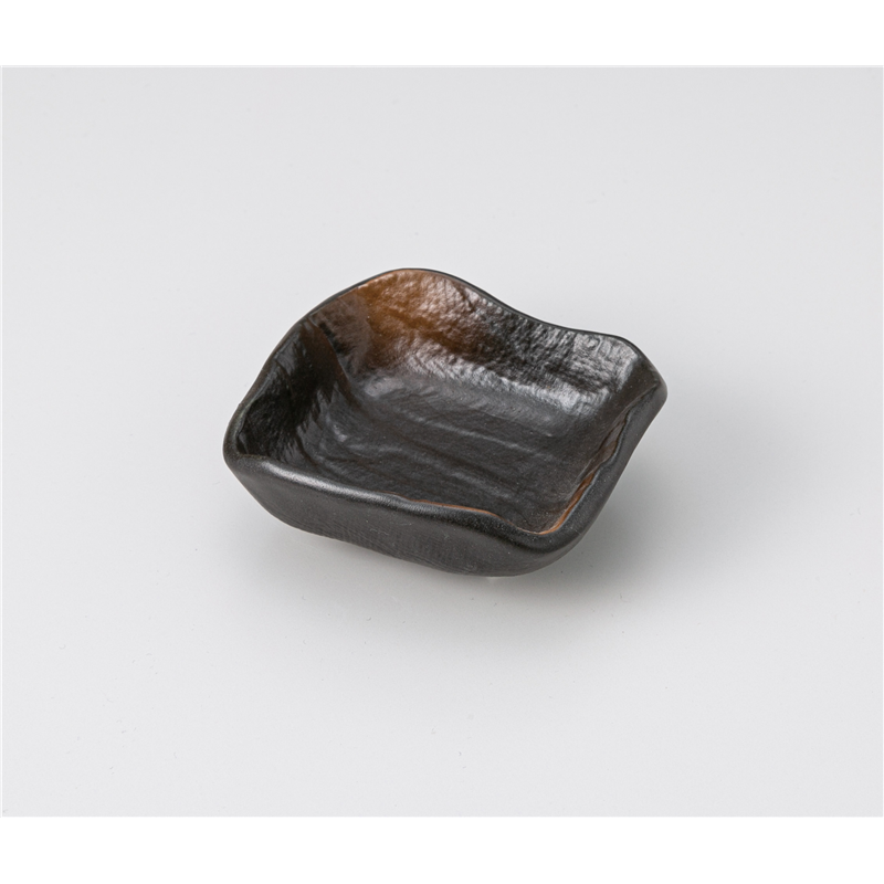 古林陶器 小付 黒備前四つ足8cm変形角鉢 1207930226 1個（ご注文単位1個）【直送品】