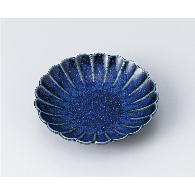 古林陶器 珍味特選 菊型ルリ9.5cm皿 1308150552 1個（ご注文単位1個）【直送品】