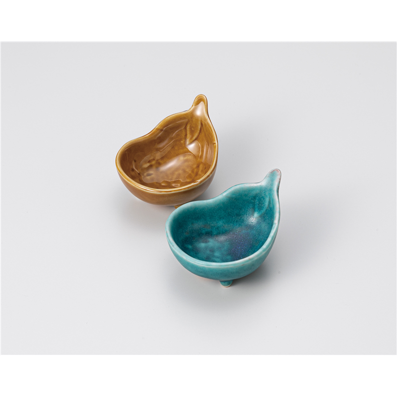 古林陶器 珍味 三つ足なす新マットブルー 1209010125 1個（ご注文単位1個）【直送品】