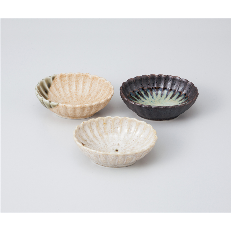 古林陶器 珍味 伊賀オリベ掛け菊型楕円小皿 1009720152 1個（ご注文単位1個）【直送品】