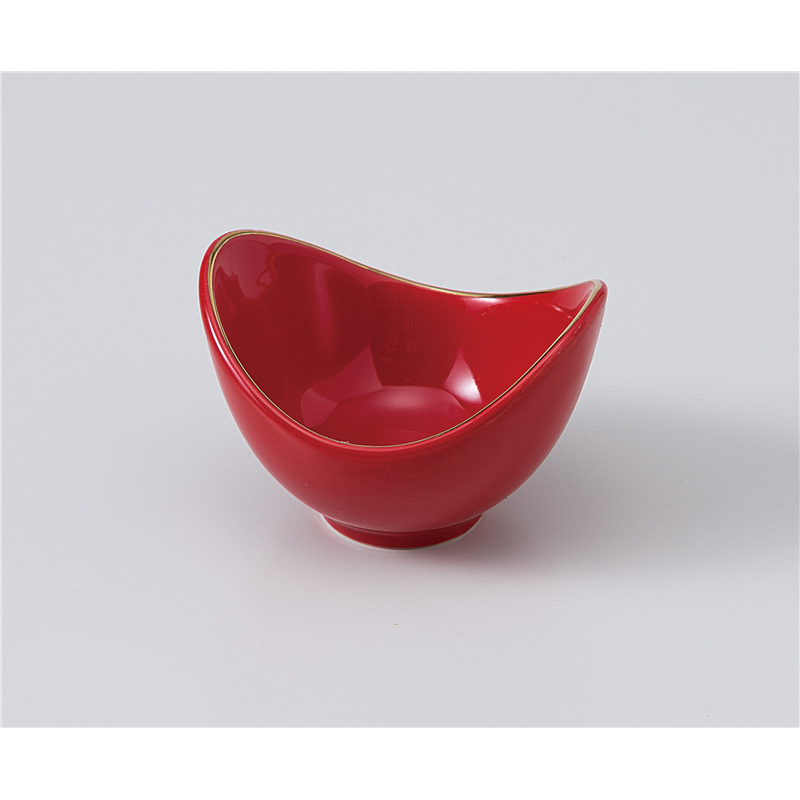 古林陶器 珍味 舟形珍味 赤釉渕金(630024) 1109810651 1個（ご注文単位1個）【直送品】