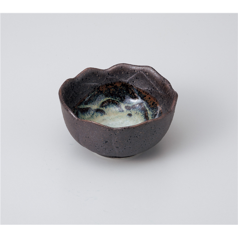 古林陶器 珍味 黒伊賀流し釉 花形小付 1010470252 1個（ご注文単位1個）【直送品】