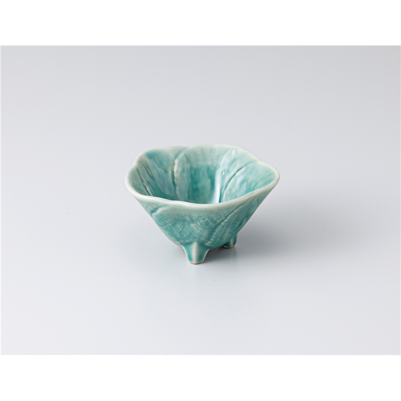 古林陶器 珍味 花型三ツ足小付 ヒスイ 1309310115 1個（ご注文単位1個）【直送品】