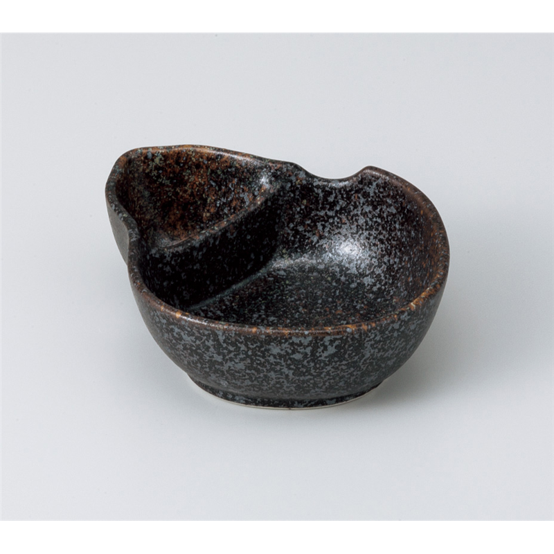 古林陶器 松花堂 黒油適ヒサゴ千代口付鉢 817260461 1個（ご注文単位1個）【直送品】